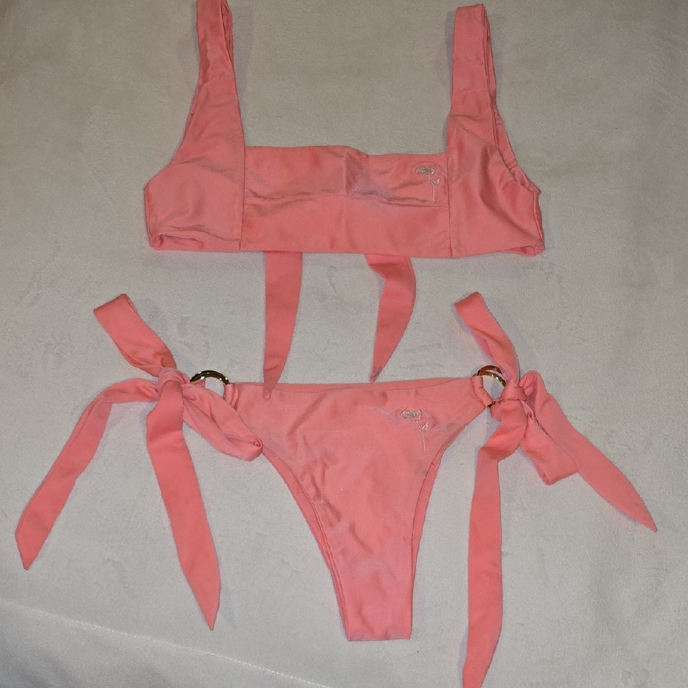 Chic Pink Bikini with Tie Accents